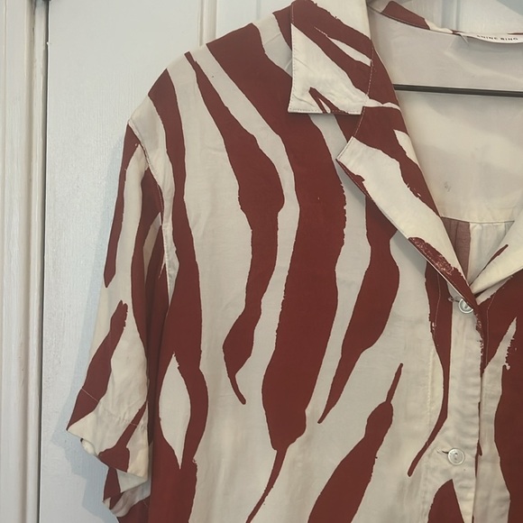 Anine Bing | Red Zebra Benji Blouse Size Small Animal Print Bold Abstract Art - Picture 5 of 10